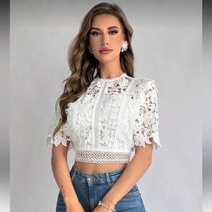 SHEIN White Lace Blouse